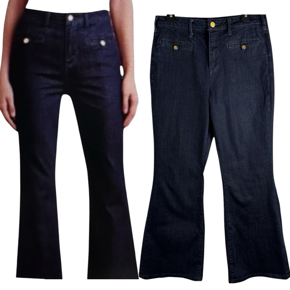 Pilcro Anthropologie and the Letterpress Superscript Flare Jeans Dark Blue Sz 30